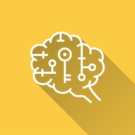 Artificial brain icon. Simple illustration with long shadow isolated for graphic and web design.のイラスト素材