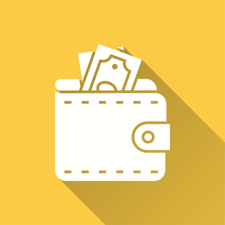 Wallet icon. Simple illustration with long shadow isolated for graphic and web design.のイラスト素材