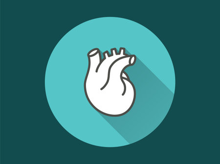 Human heart icon. Simple illustration with long shadow isolated for graphic and web design.のイラスト素材