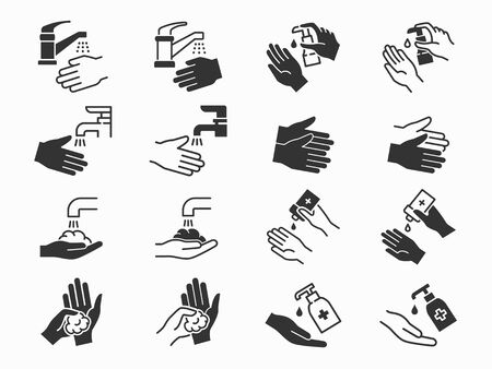 Hand washing icons set. Vector illustration on a white background.のイラスト素材