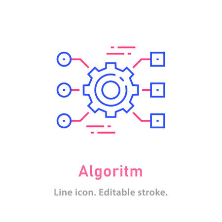 Algorithm outline icon on white background. Editable stroke. Vector illustration.のイラスト素材