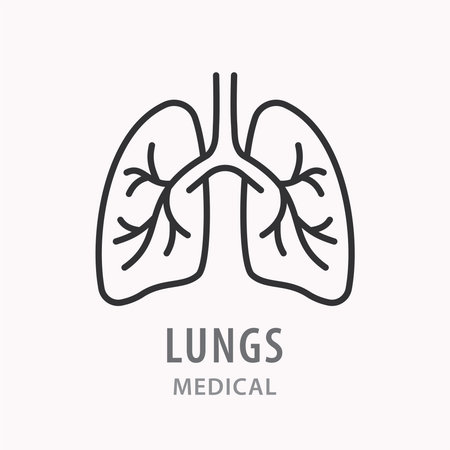 Human lungs outline icon on white background. Editable stroke. Vector illustration.