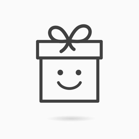 Gift box line icon. Vector illustration on white background.のイラスト素材