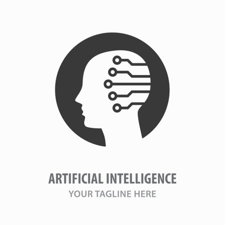 Artificial intelligence icon. Symbol of machine learning, innovation, brainstorm, idea.のイラスト素材