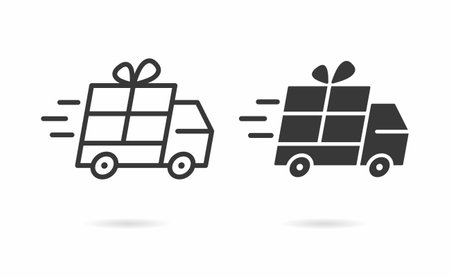 Gift delivery icon. Vector illustration isolated on white.のイラスト素材