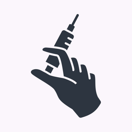 Injection glyph icon on white background. Vector illustration.のイラスト素材