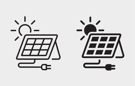 Solar panel station icon. Vector illustration isolated on white.のイラスト素材