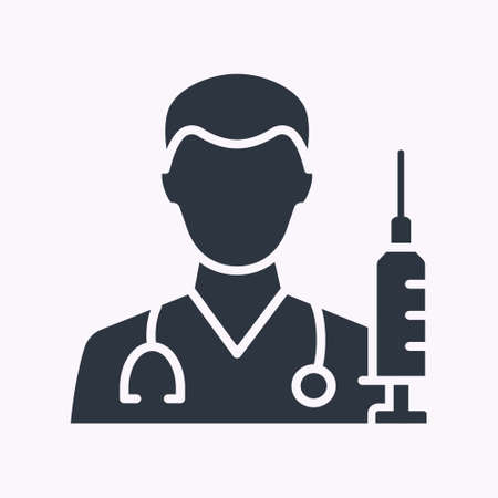 Doctor glyph icon. Vector illustration isolated on white.のイラスト素材