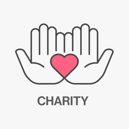 Charity line icon. Vector illustration. Sign of solidarity, help, donation.のイラスト素材