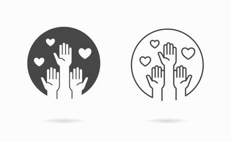 Volunteer black icon. Vector illustration. Symbol of solidarity, help, donation.のイラスト素材