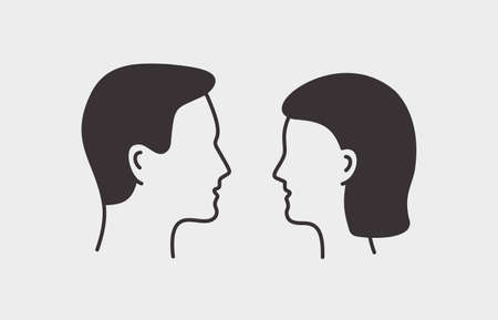 Man and woman vector icons on white background.のイラスト素材