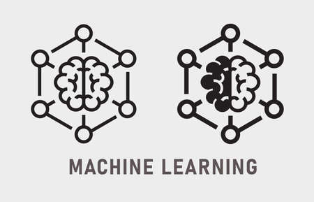 Machine learning icon on white background. Vector illustration.のイラスト素材