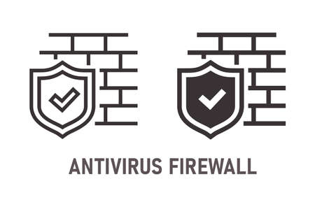Antivirus firewall icon on white background. Vector illustration.のイラスト素材