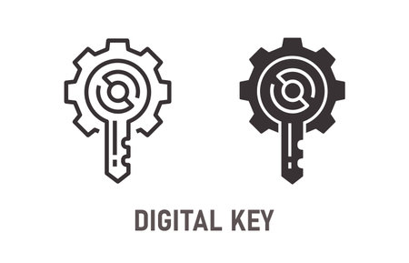Digital key icon on white background. Vector illustration.のイラスト素材