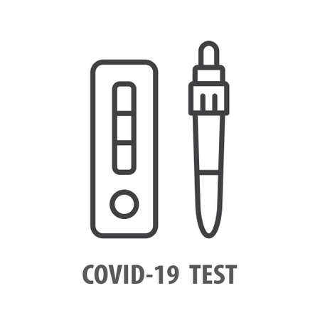 Coronavirus blood test line icon on white background. Vector illustration.のイラスト素材