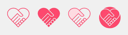 Handshake in heart icon. Charity, friendship, partnership logo template. Vector illustrationのイラスト素材