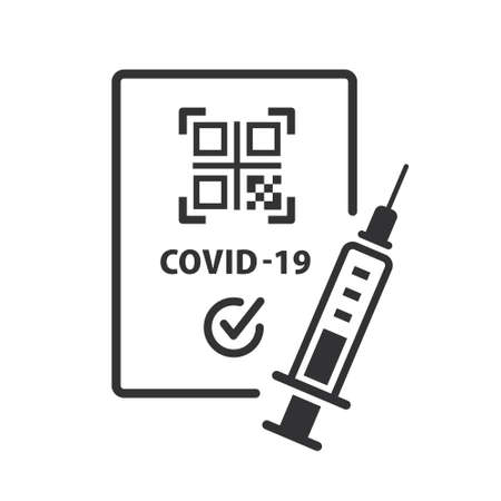Certificate vaccination icon on white background. Vector illustration.のイラスト素材