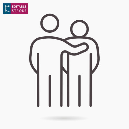 Empathy line icon on white background. Editable stroke.のイラスト素材