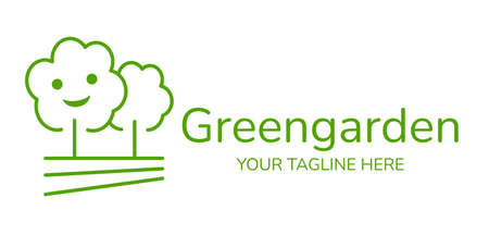 Green garden outline icon. Vector illustration isolated on white.のイラスト素材