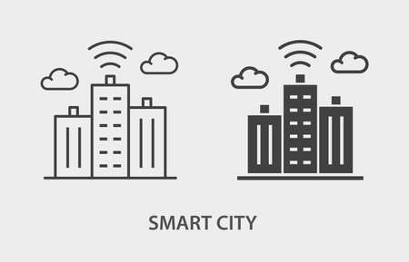 Smart city icon on white background. Vector illustration.のイラスト素材