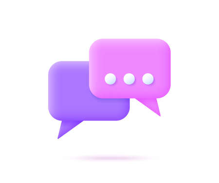 3d chat bubble icon. Vector illustration isolated on white background.のイラスト素材