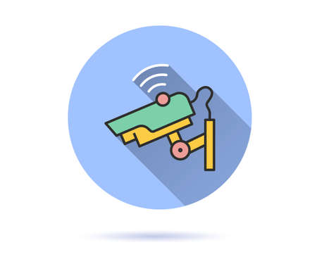 Security camera icon with long shadow for graphic and web design.のイラスト素材