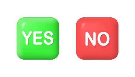 Yes and no check marks icon. 3d vector illustration isolated on white background.のイラスト素材