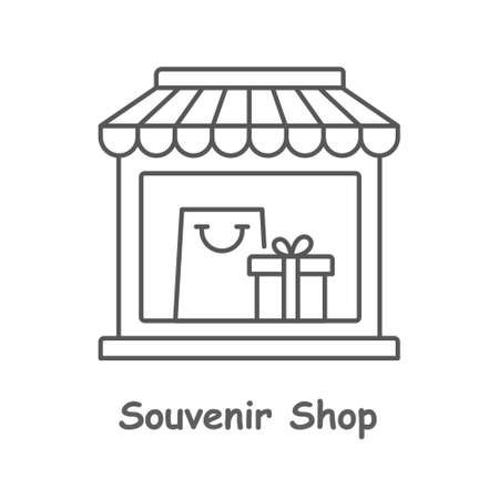 Souvenir shop line icon on white background. Editable stroke.のイラスト素材
