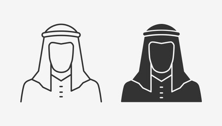 Arab man icon in traditional islamic clothes. vector illustration.のイラスト素材