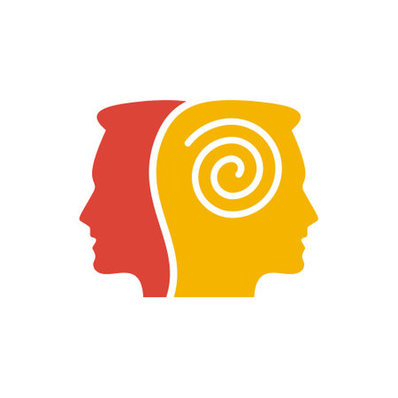 Human head and spiral, psychological help concept. Vector icon.のイラスト素材