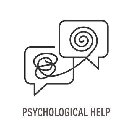 Psychological help icon. Symbol of mental problem, psychologist, psychotherapy. Vector illustration. Editable stroke.のイラスト素材