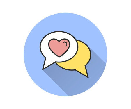 Love chat icon with long shadow for graphic and web design.のイラスト素材