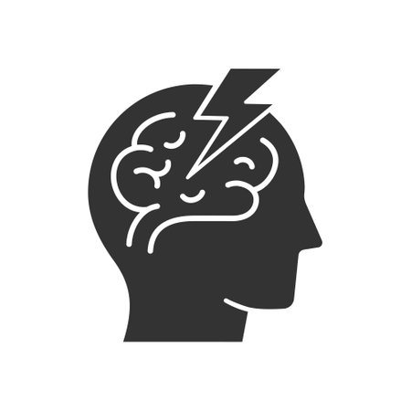 Stroke brain glyph icon. Vector illustration isolated on white.のイラスト素材