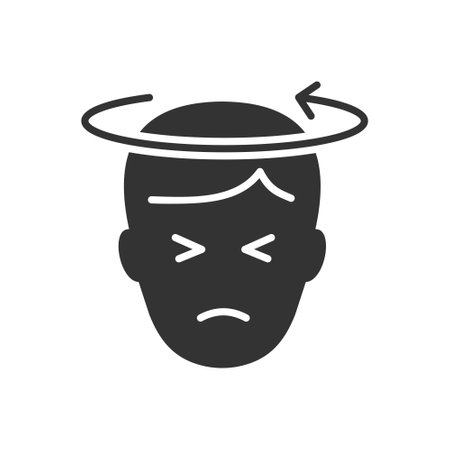 Dizziness glyph icon on white background. Vector illustration.のイラスト素材