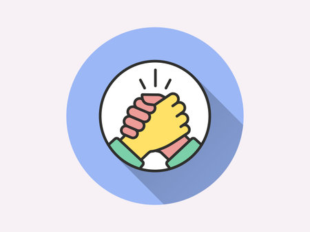 Collaboration flat icon. Simple illustration with long shadow for graphic and web design.のイラスト素材