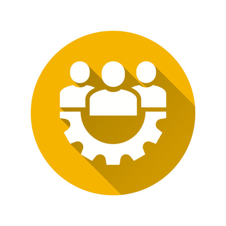 Team building flat icon. Simple illustration with long shadow for graphic and web design.のイラスト素材