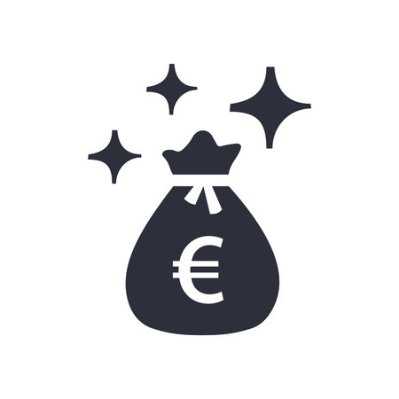 Graphic icon of a money bag with the euro symbol, representing financial success and wealth. Vector illustration.のイラスト素材