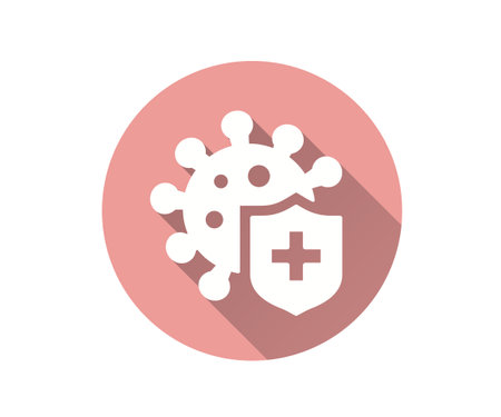 Virus protection flat icon with long shadow for graphic and web design.のイラスト素材