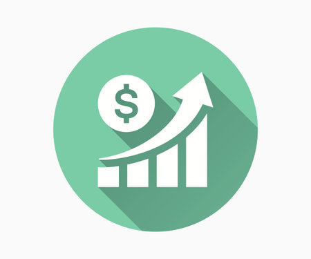 Economic growth flat icon with long shadow for graphic and web design.のイラスト素材