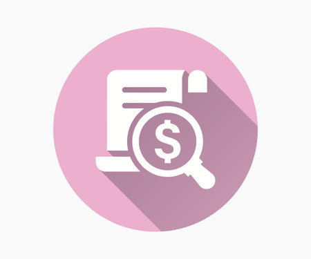 Budget analysis flat icon with long shadow for graphic and web design.のイラスト素材