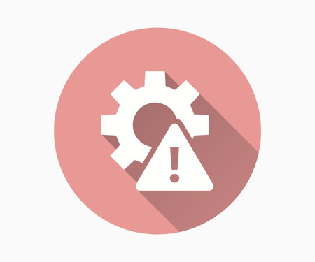 Warning flat icon with long shadow for graphic and web design.のイラスト素材