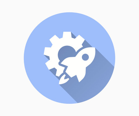 Startup launch flat icon with long shadow for graphic and web design.のイラスト素材