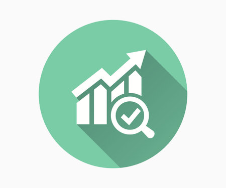 Growth analysis flat icon with long shadow for graphic and web design.のイラスト素材