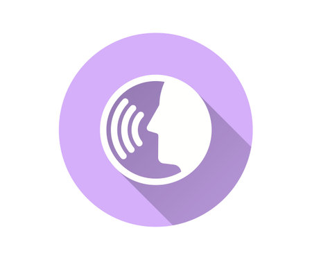 Voice assistant flat icon with long shadow for graphic and web design.のイラスト素材