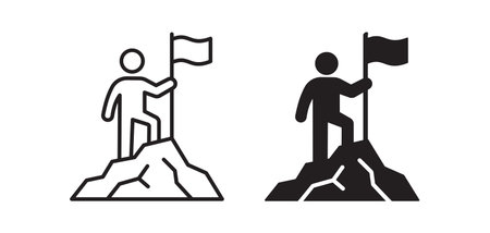 Goal achievement icons. Symbol of success and reaching targets. Vector illustration.のイラスト素材