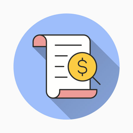 Document with dollar flat icon with shadow.のイラスト素材