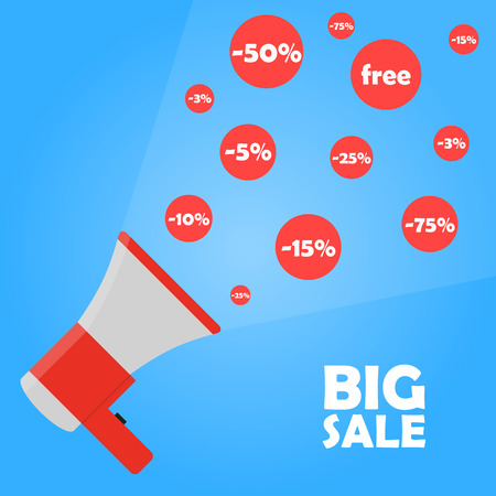 Announcement megaphone to big sale discount vector imageのイラスト素材