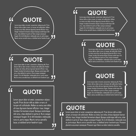 Quote blank template. Quote bubble. Empty template. Circle business card template, paper sheet, information, text. Print design. Quote form. Template vector setのイラスト素材