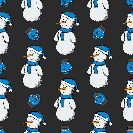 A seamless pattern of snowmen with glovesのイラスト素材