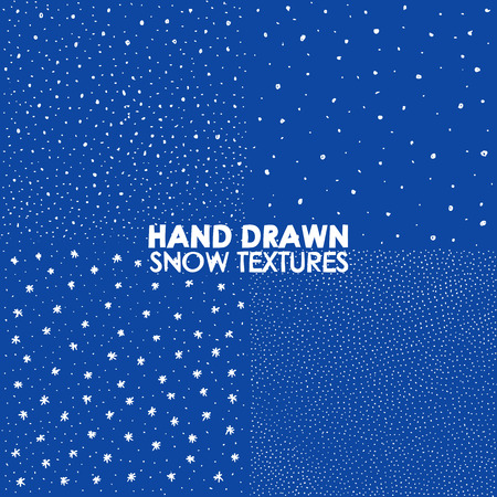 Falling snow vector seamless pattern. White splash on blue background. Winter snowfall hand drawn spray texture.のイラスト素材